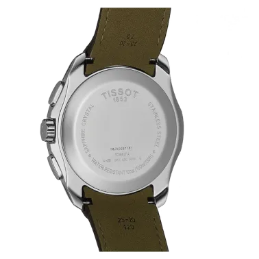 Montre Tissot T-Classic Couturier quartz chronographe cadran argent bracelet cuir brun 41 mm T035.617.16.031.00