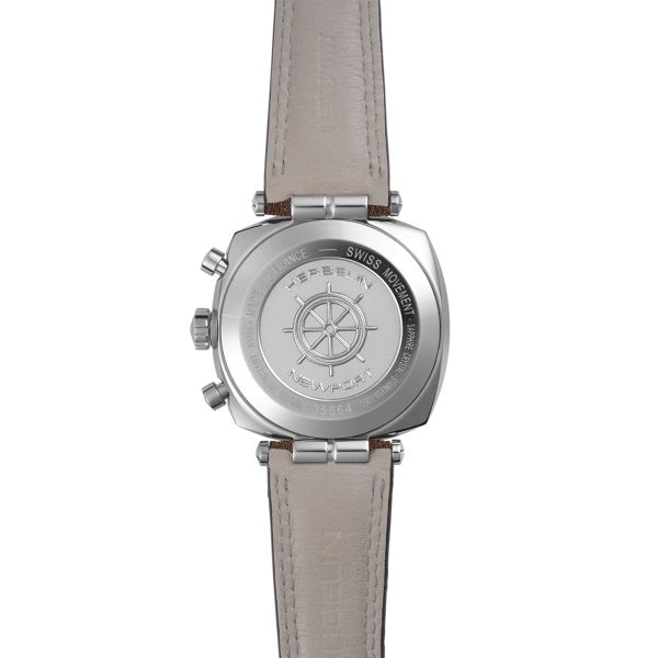 Herbelin Newport Heritage Chrono quartz black dial leather strap 42 mm