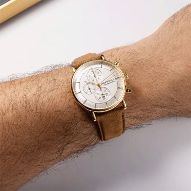 Herbelin Inspiration Chronograph quartz silver dial leather strap 40 mm