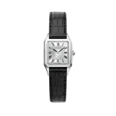 Montre Herbelin Luna quartz cadran argenté bracelet cuir 24 x 24 mm
