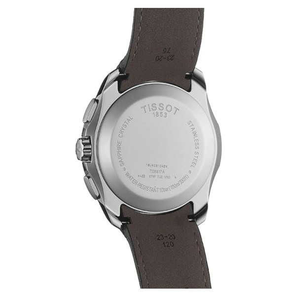 Montre Tissot T-Classic Couturier quartz chronographe cadran noir bracelet cuir noir 41 mm T035.617.16.051.00