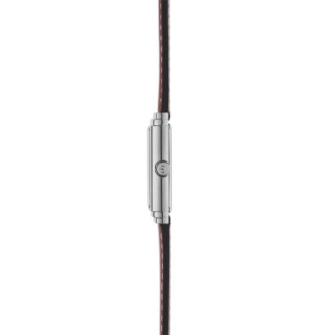 Montre Herbelin Art Déco quartz cadran argenté bracelet cuir 29,5 x 22 mm