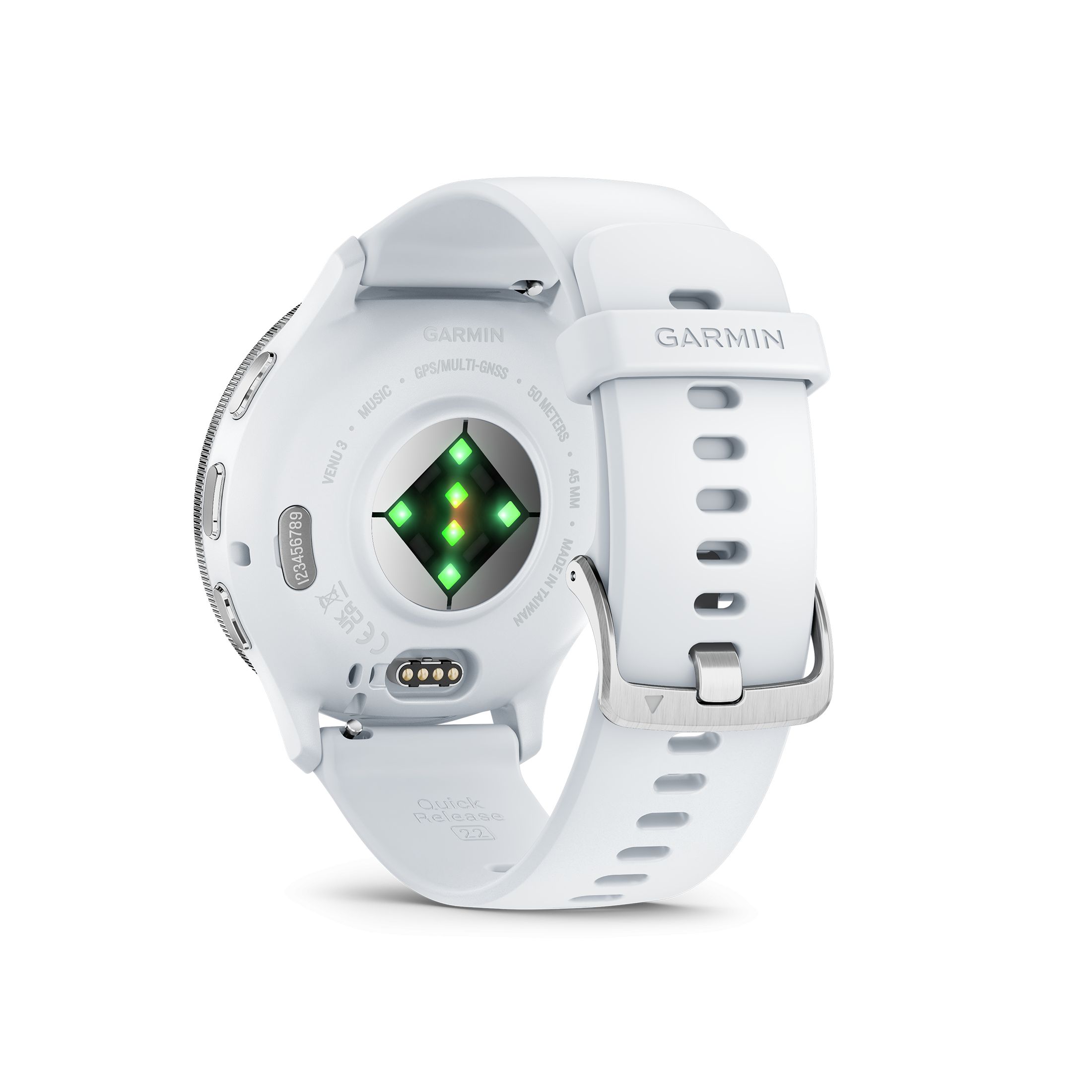 Montre connect e Garmin Venu 3 Silver bracelet silicone blanc 45 mm