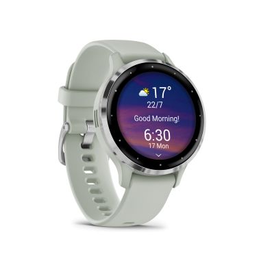 Garmin Venu 3S Silver sage green silicone strap 41 mm