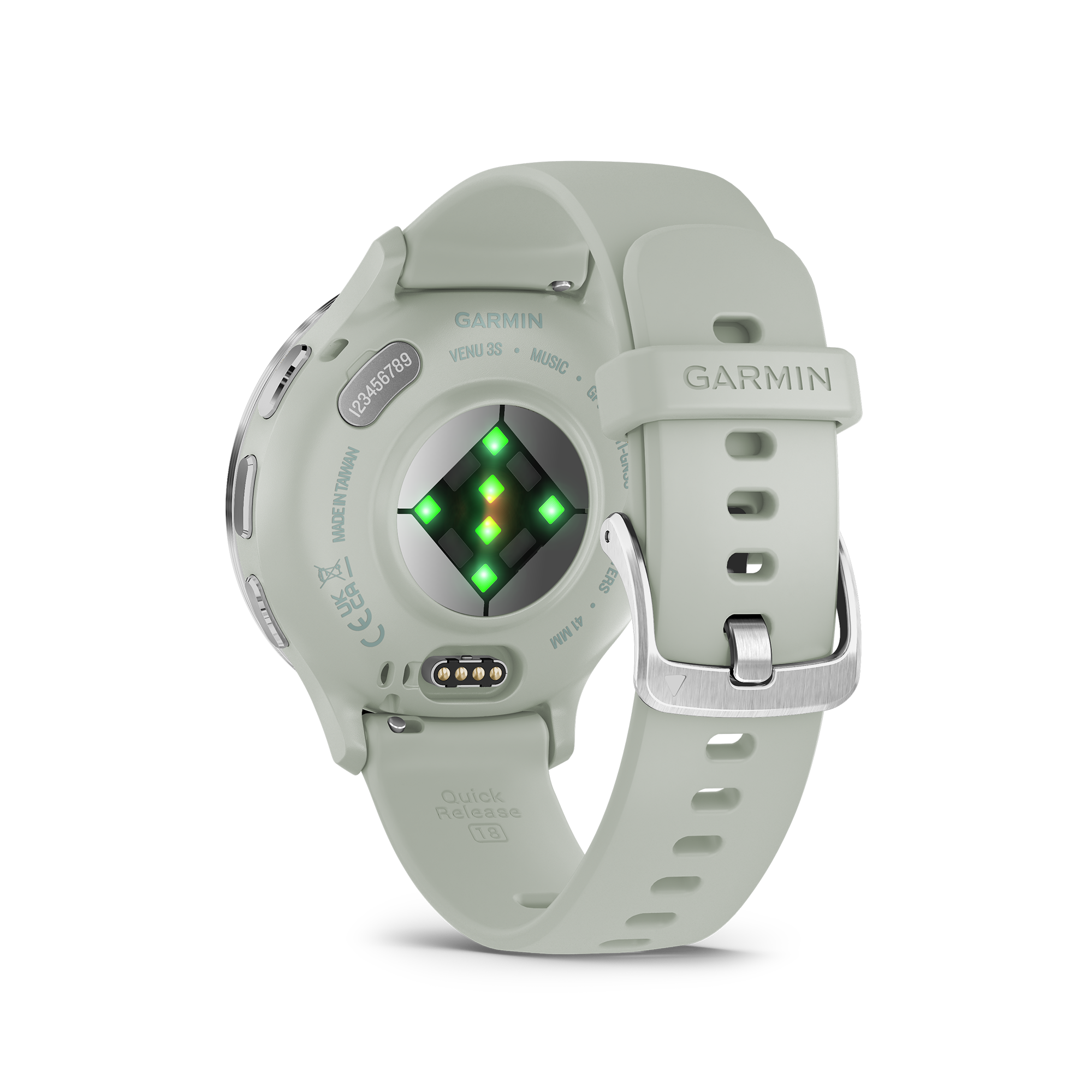 Garmin Venu 3S Silver sage green silicone strap 41 mm