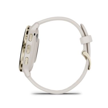 Montre connectée Garmin Venu 3S Soft Gold bracelet silicone ivoire 41 mm
