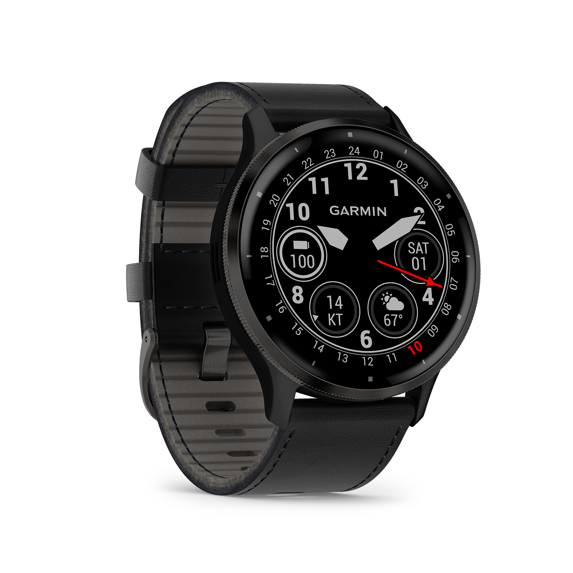Montre connectée Garmin Venu 3 Gray bracelet cuir noir 45 mm 010-02784-52
