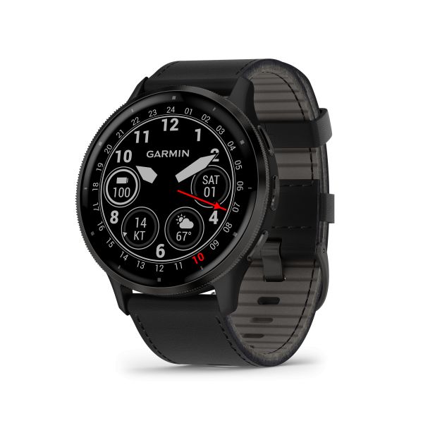 Montre connectée Garmin Venu 3 Gray bracelet cuir noir 45 mm 010-02784-52