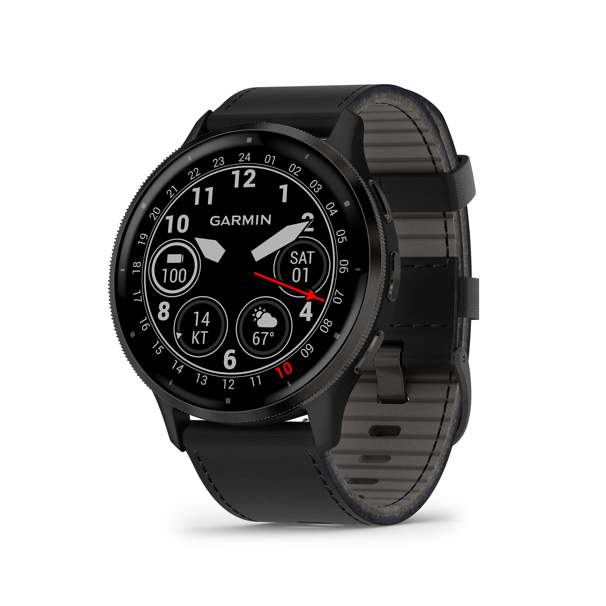 Montre connectée Garmin Venu 3 Gray bracelet cuir noir 45 mm 010-02784-52