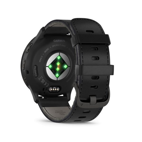 Montre connectée Garmin Venu 3 Gray bracelet cuir noir 45 mm 010-02784-52