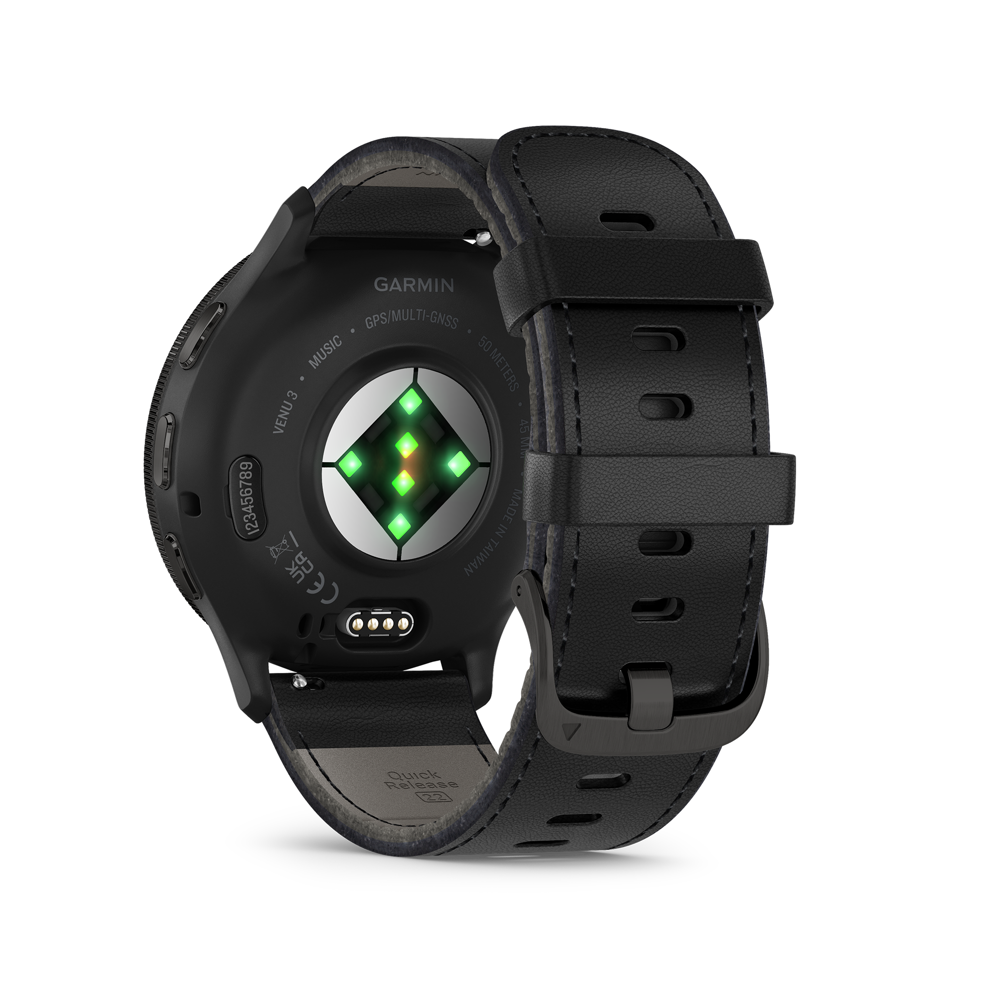 Montre connectée Garmin Venu 3 Gray bracelet cuir noir 45 mm 010-02784-52