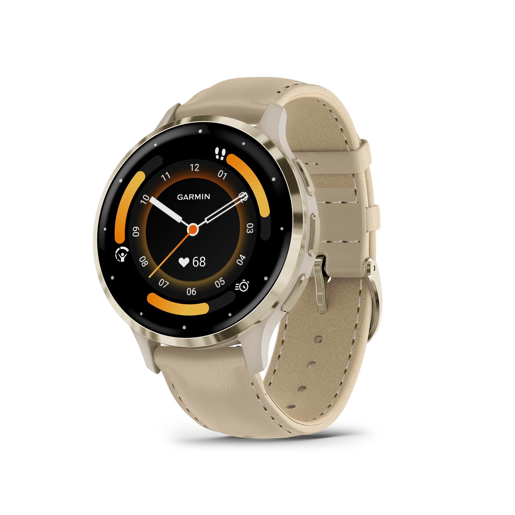 Garmin Venu 3S Soft Gold linen leather strap 41 mm