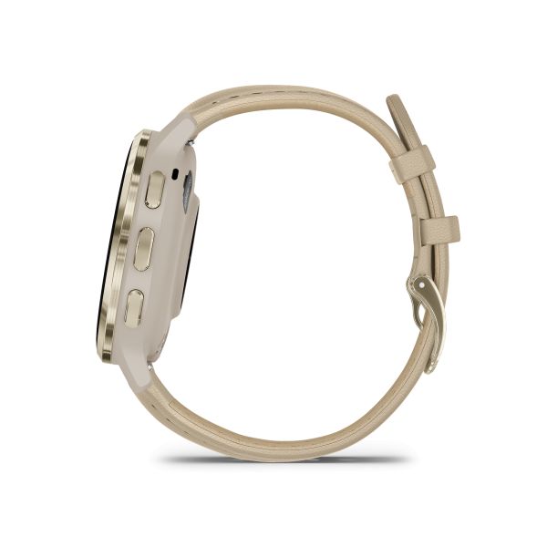 Montre connectée Garmin Venu 3S Soft Gold bracelet cuir lin 41 mm 010-02785-55