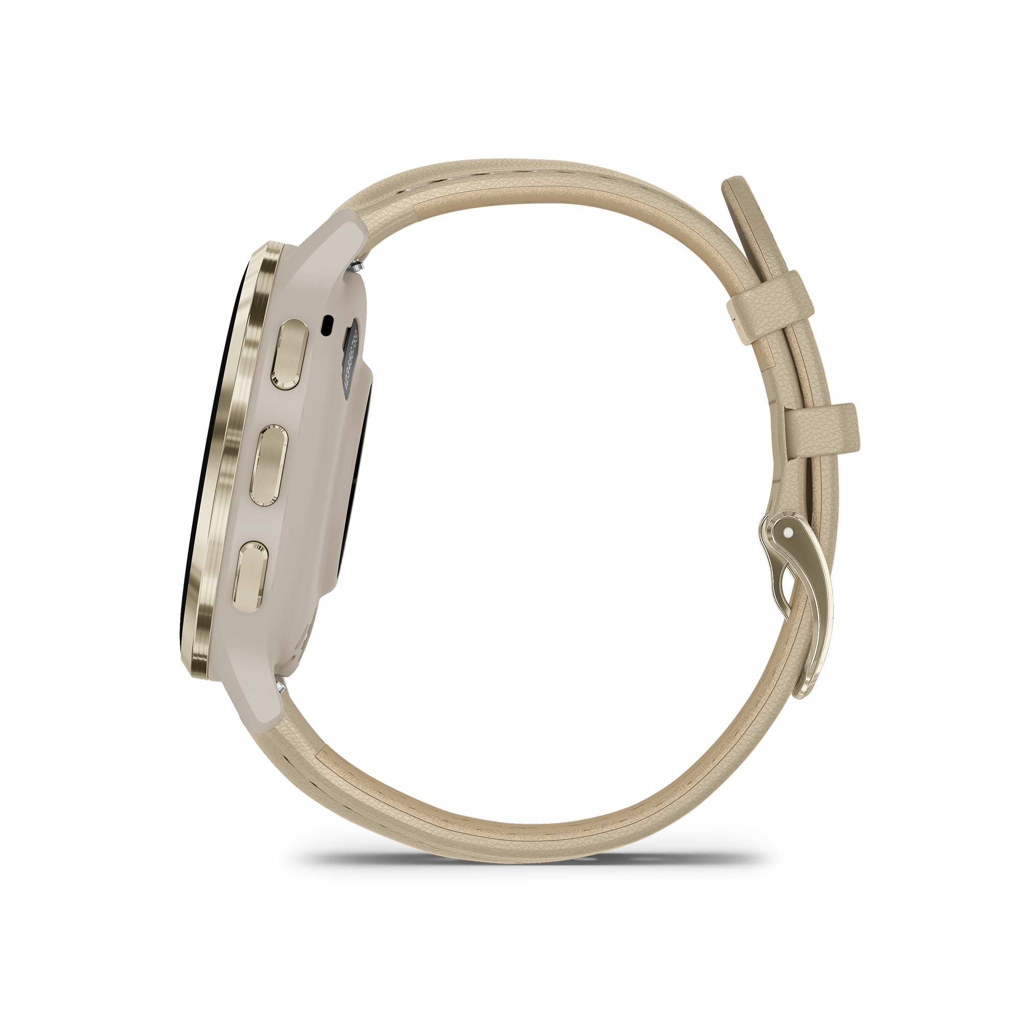 Montre connectée Garmin Venu 3S Soft Gold bracelet cuir lin 41 mm 010-02785-55
