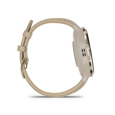 Montre connectée Garmin Venu 3S Soft Gold bracelet cuir lin 41 mm 010-02785-55