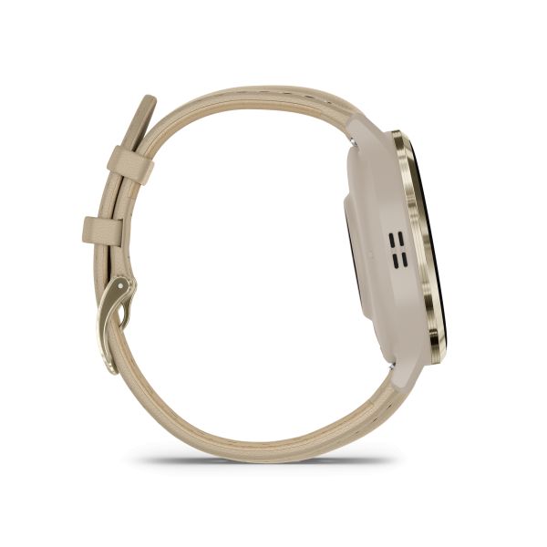 Montre connectée Garmin Venu 3S Soft Gold bracelet cuir lin 41 mm 010-02785-55