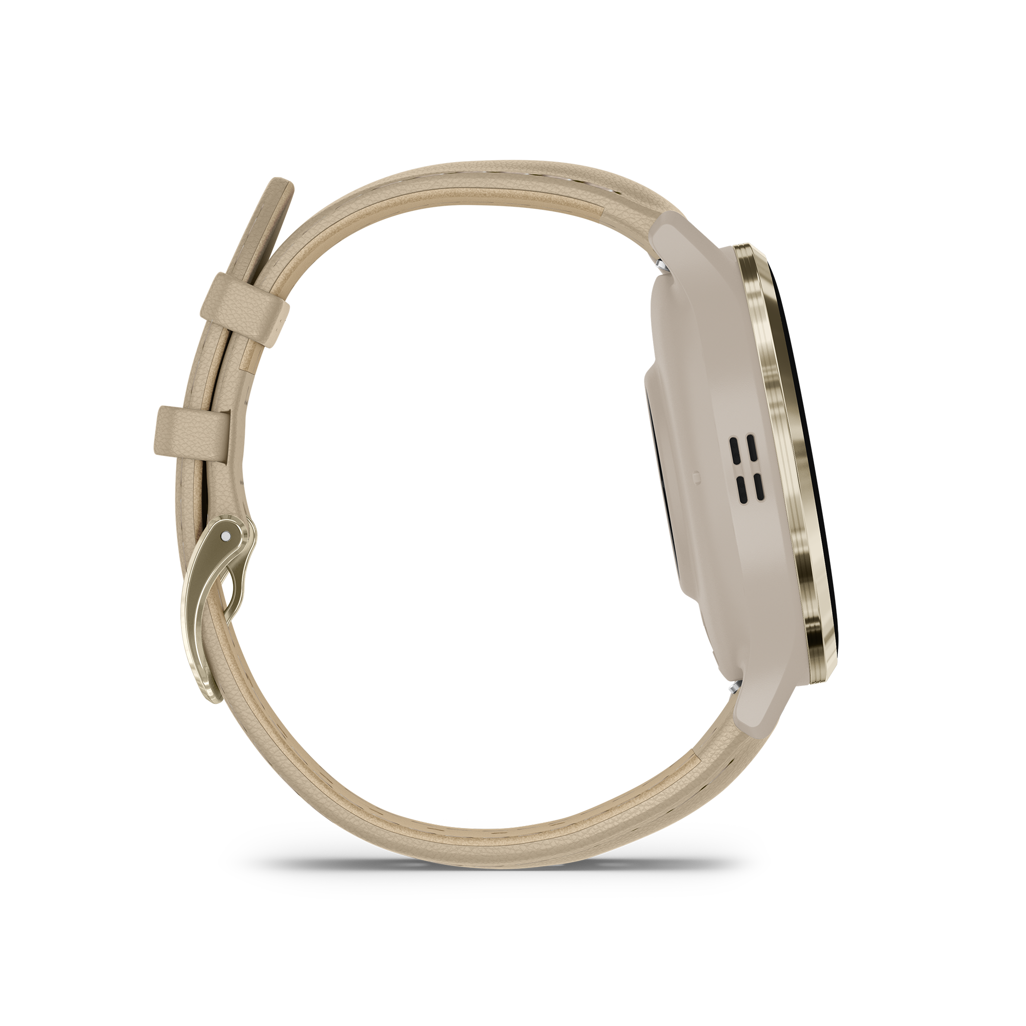 Montre connectée Garmin Venu 3S Soft Gold bracelet cuir lin 41 mm 010-02785-55