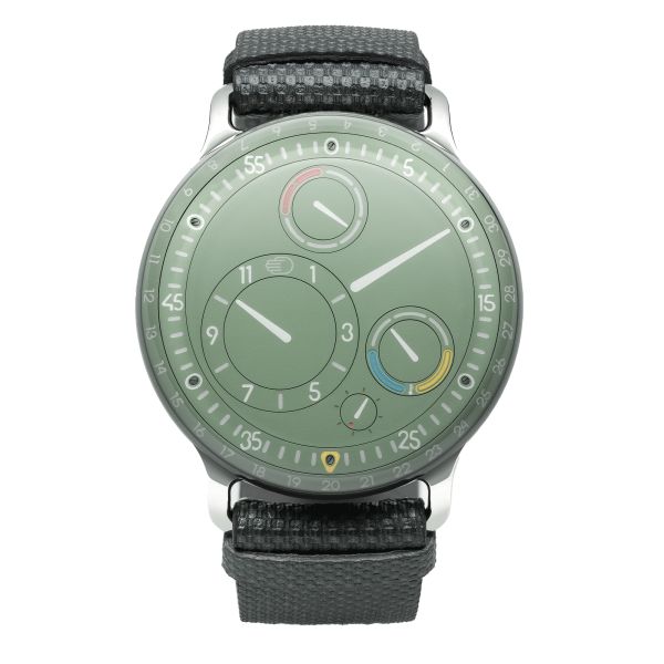 Ressence Type 3 EE titanium automatic green "Eucalyptus" dial grey leather strap 44 mm