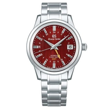 Montre Grand Seiko Elegance Hi-Beat 36000 GMT "Yuka Momiji" cadran rouge bracelet acier 39,5 mm