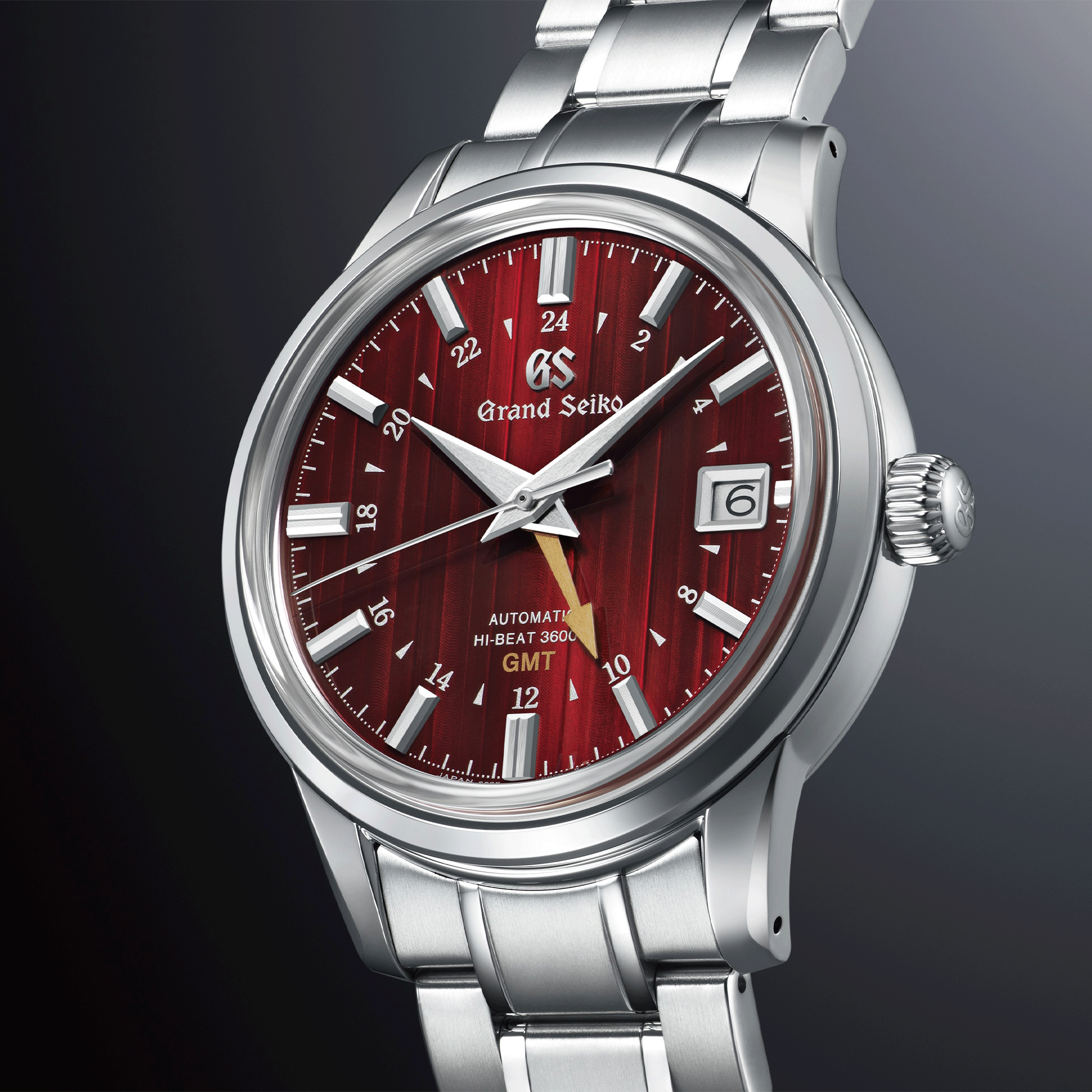 Grand Seiko Elegance Hi-Beat 36000 GMT "Yuka Momiji" red dial steel bracelet 39,5 mm