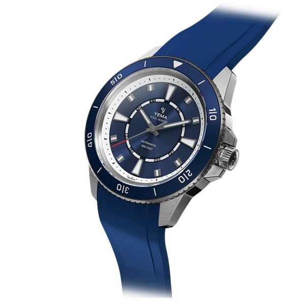 Yema Sous-Marine automatic watch blue dial blue rubber strap 40,5 mm YSMA23G-GGRBS