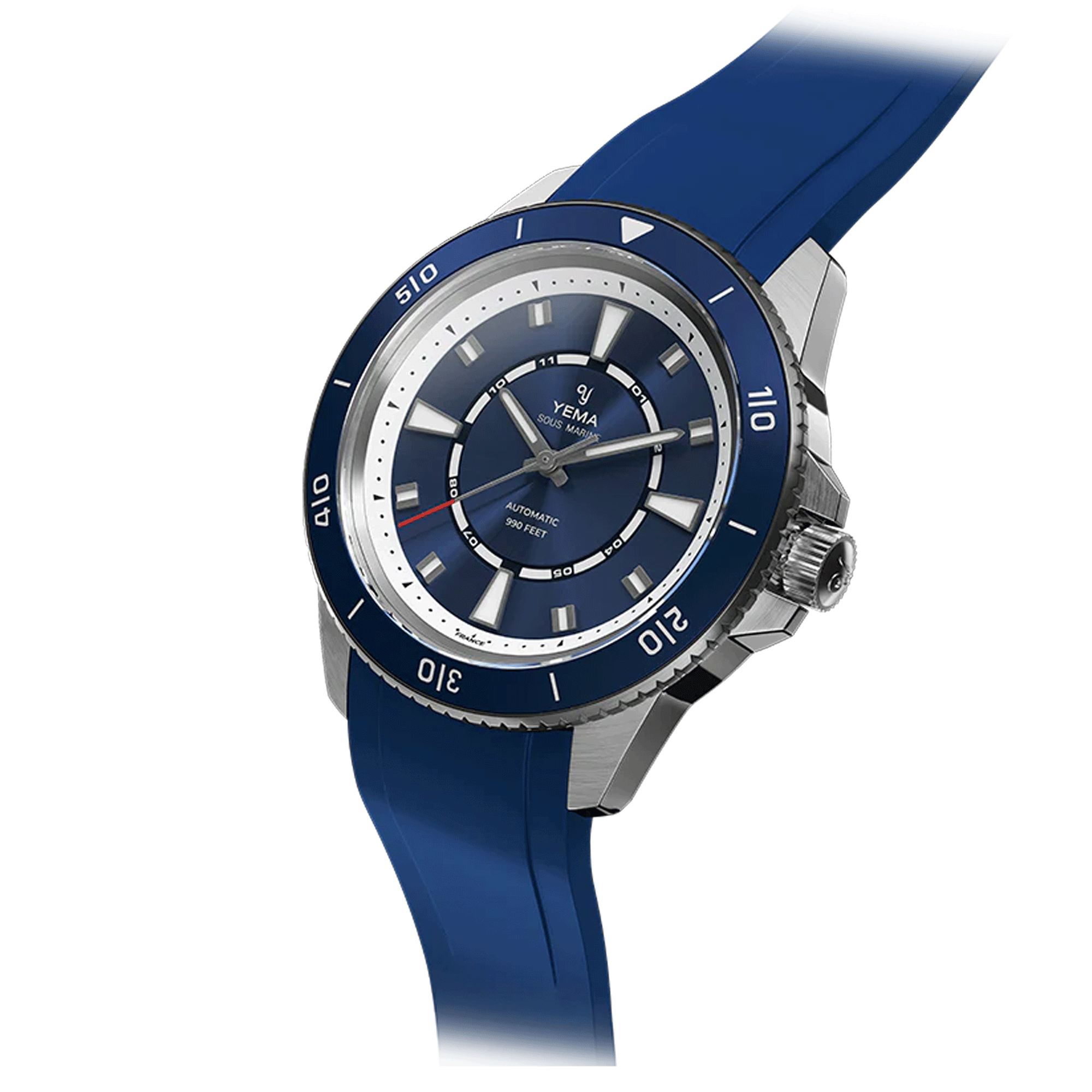 Yema Sous-Marine automatic watch blue dial blue rubber strap 40,5 mm YSMA23G-GGRBS