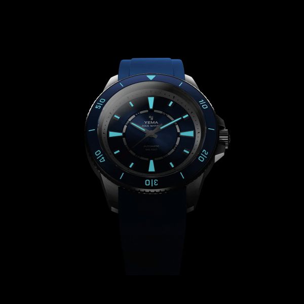 Montre Yema Sous-Marine automatique cadran bleu bracelet caoutchouc bleu 40,5 mm YSMA23G-GGRBS