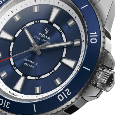 Yema Sous-Marine automatic watch blue dial blue rubber strap 40,5 mm YSMA23G-GGRBS