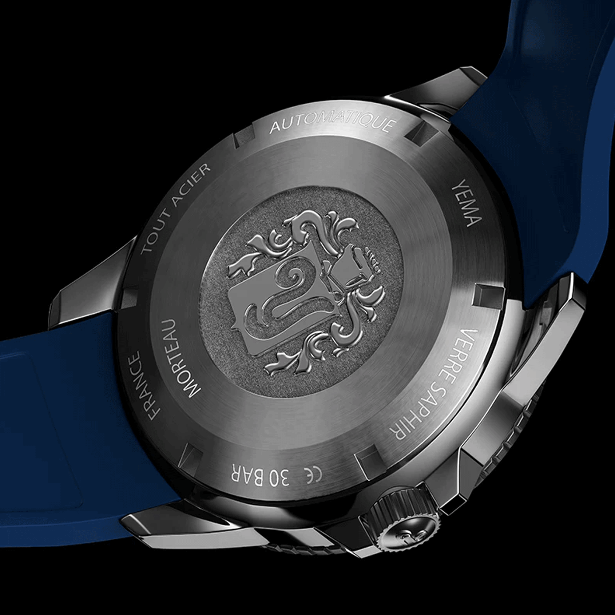 Montre Yema Sous-Marine automatique cadran bleu bracelet caoutchouc bleu 40,5 mm YSMA23G-GGRBS