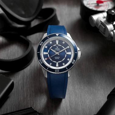 Yema Sous-Marine automatic watch blue dial blue rubber strap 40,5 mm YSMA23G-GGRBS