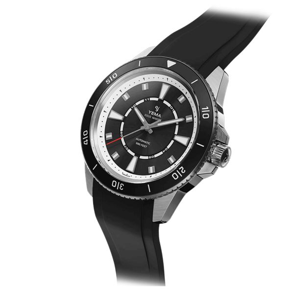 Montre Yema Sous-Marine automatique cadran noir bracelet caoutchouc noir 40,5 mm YSMA23A-AARBS