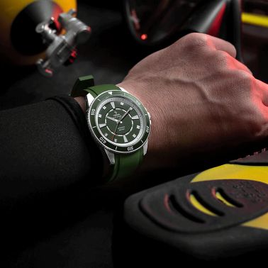 Montre Yema Sous-Marine automatique cadran vert bracelet caoutchouc vert 40,5 mm YSMA23Z-ZZRBS