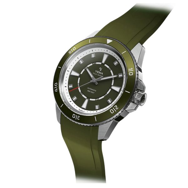 Yema Sous-Marine automatic watch green dial green rubber strap 40,5 mm YSMA23Z-ZZRBS