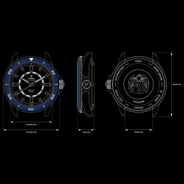 Montre Yema Sous-Marine automatique cadran bleu bracelet caoutchouc bleu 40,5 mm YSMA23G-GGRBS