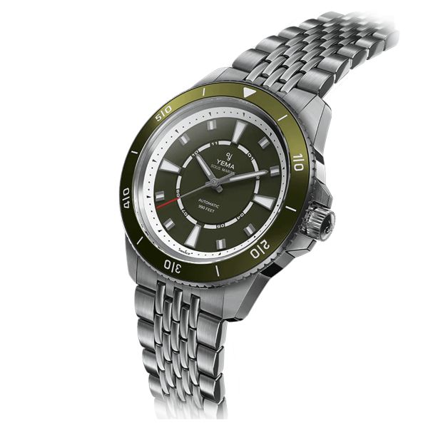 Montre Yema Sous-Marine automatique cadran vert bracelet acier 40,5 mm YSMA23Z-ZMS