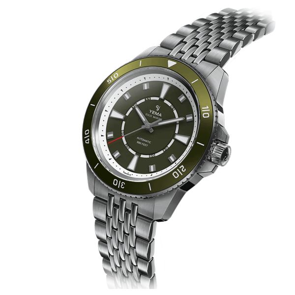 Yema Sous-Marine automatic watch green dial stainless steel bracelet 40.5 mm YSMA23Z-ZMS