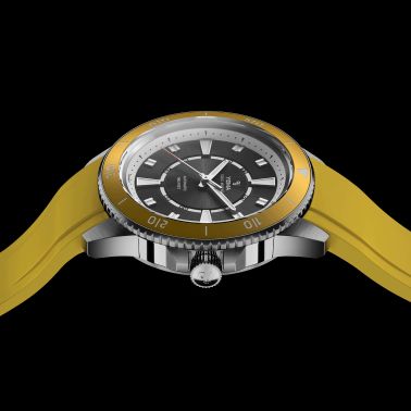 Montre Yema Sous-Marine automatique cadran noir bracelet caoutchouc jaune 40,5 mm YSMA23Y-AYRBS