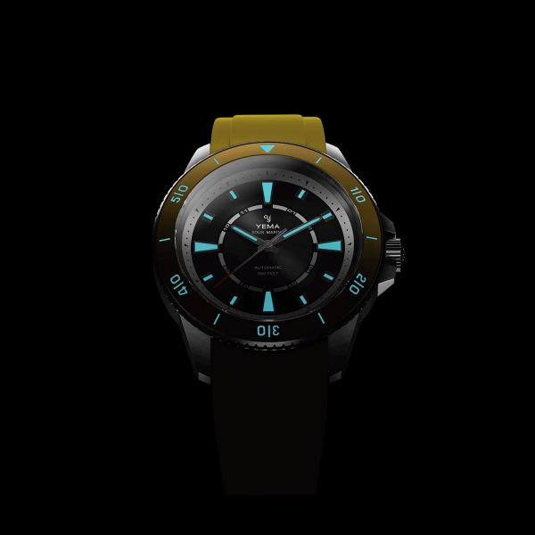 Yema Sous-Marine automatic watch yellow bezel black dial stainless steel bracelet 40.5 mm YSMA23Y-AMS