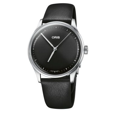 Montre Oris Artelier S automatique cadran noir bracelet cuir noir 38 mm