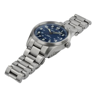Hamilton Khaki Field Titanium automatic watch blue dial titanium bracelet 38 mm