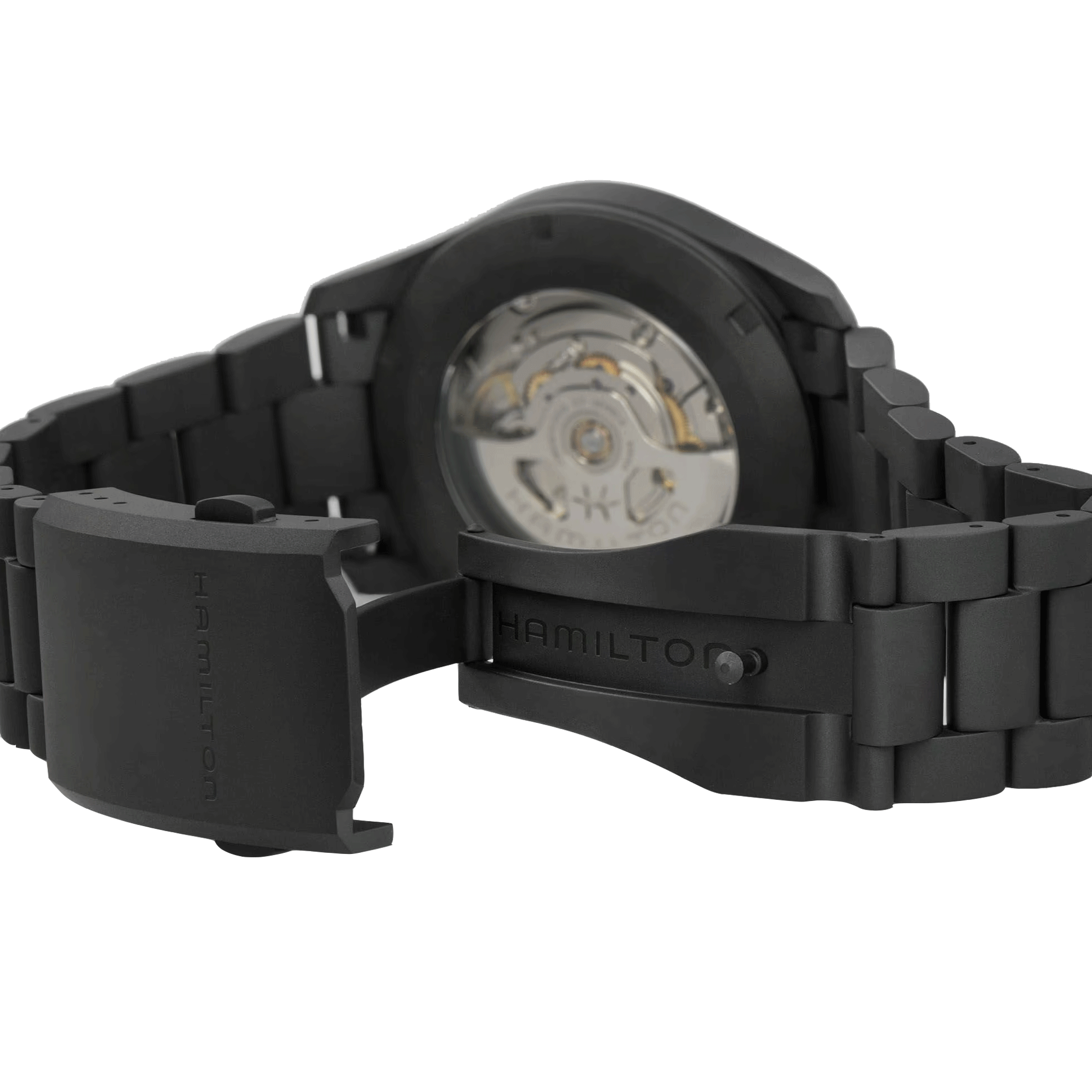 Montre Hamilton Khaki Field Titanium automatique cadran noir bracelet titane pvd noir 38 mm H70215130
