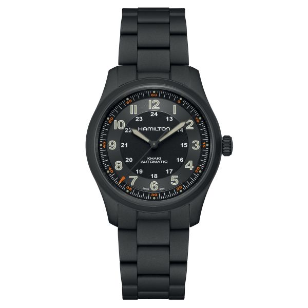 Hamilton Khaki Field Titanium automatic watch black dial black pvd titanium bracelet 38 mm