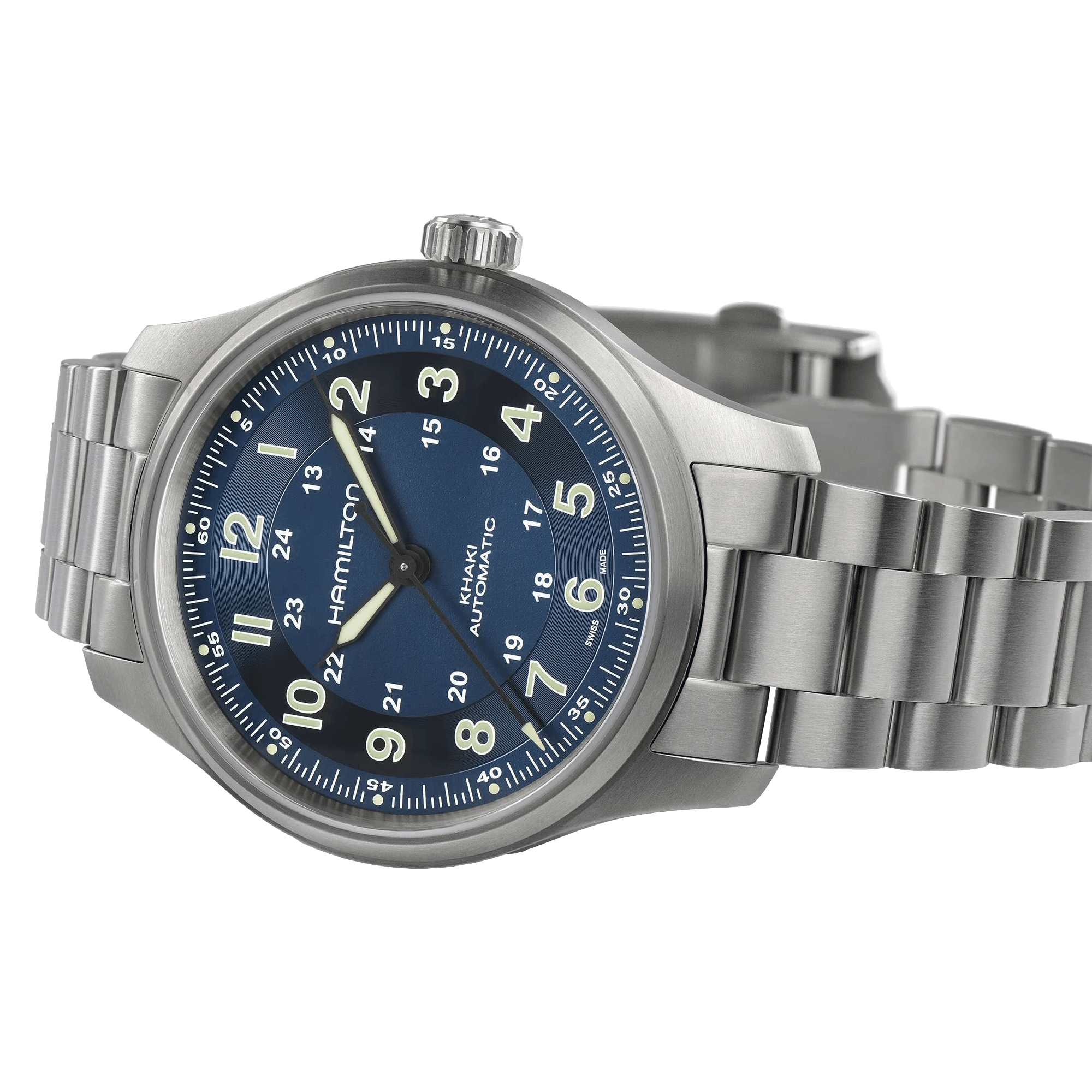 Hamilton Khaki Field Titanium automatic watch blue dial titanium bracelet 42 mm