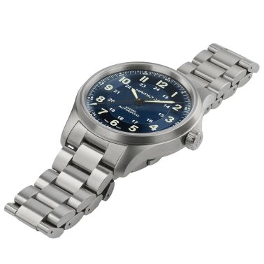 Hamilton Khaki Field Titanium automatic watch blue dial titanium bracelet 42 mm