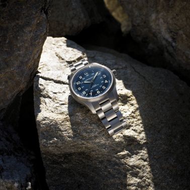 Hamilton Khaki Field Titanium automatic watch blue dial titanium bracelet 42 mm