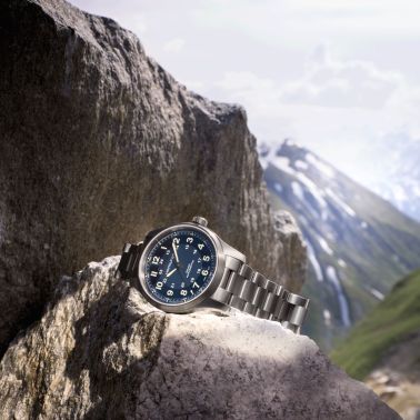 Hamilton Khaki Field Titanium automatic watch blue dial titanium bracelet 42 mm