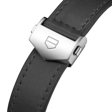 TAG Heuer Carrera Chronosprint x Porsche automatic watch silver dial black leather strap 42 mm CBS2011.FC6529