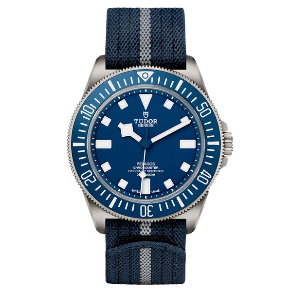 Tudor Pelagos FXD Marine Nationale automatic watch blue dial blue fabric bracelet 42 mm M25707B/23-0001