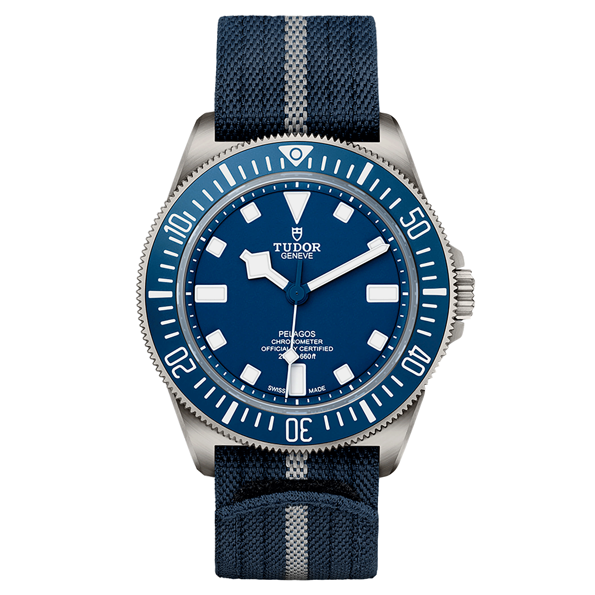 Tudor Pelagos FXD Marine Nationale automatic watch blue dial blue fabric bracelet 42 mm M25707B/24-0001