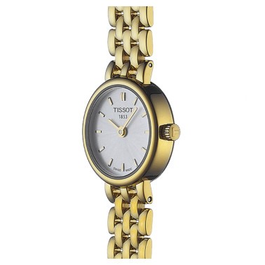 Montre Tissot T-Lady Lovely quartz cadran argent bracelet acier PVD or jaune 19,5 mm